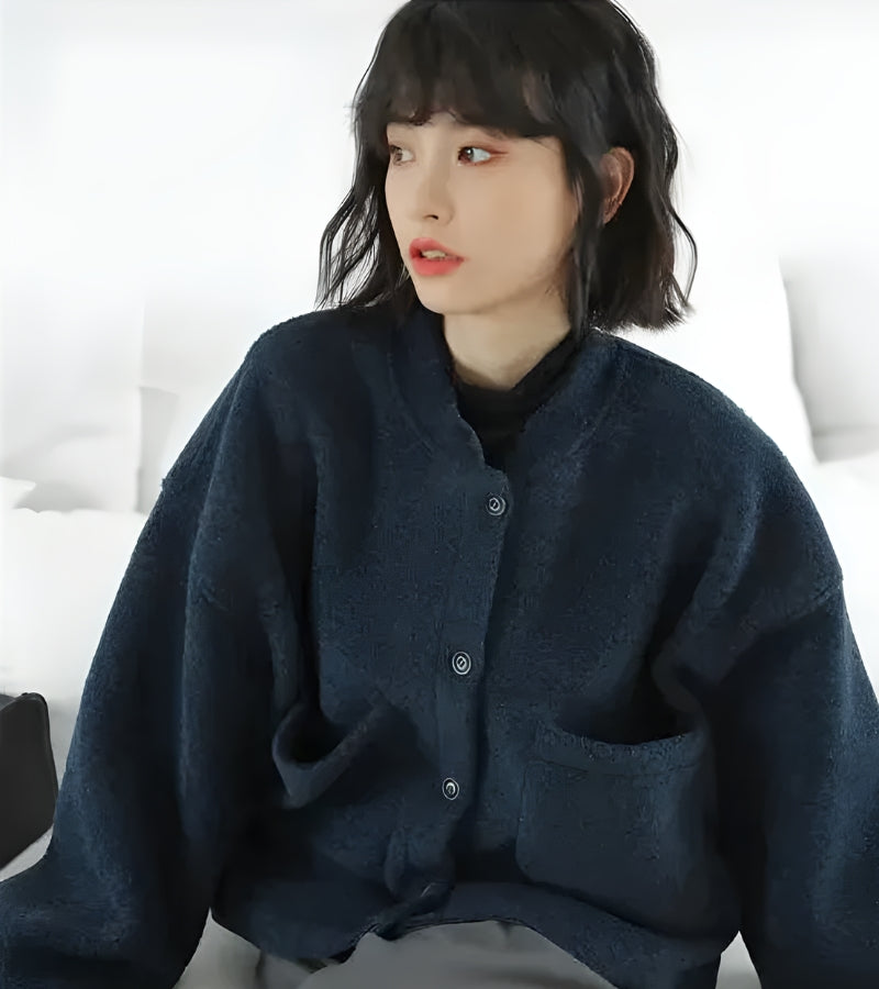 Dark Academia Button Up Cardigan with Pockets - Retro Y2K and 90s Fashion Style