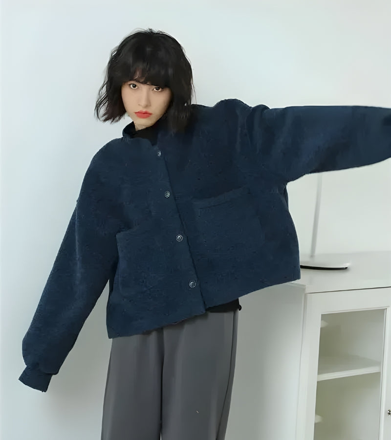 Dark Academia Button Up Cardigan with Pockets - Retro Y2K and 90s Fashion Style