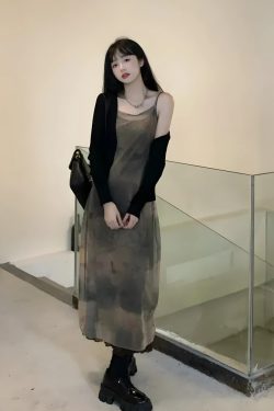 Fairy Grunge Forest Midi Dress - Retro Y2K Summer Outfit with 90s Fashion Vibes