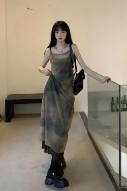 Fairy Grunge Forest Midi Dress - Retro Y2K Summer Outfit with 90s Fashion Vibes