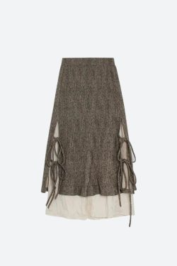 Fairy Grunge Lace Up Midi Skirt - Retro Y2K Fashion, 90s Style, Perfect for Y2K Outfits