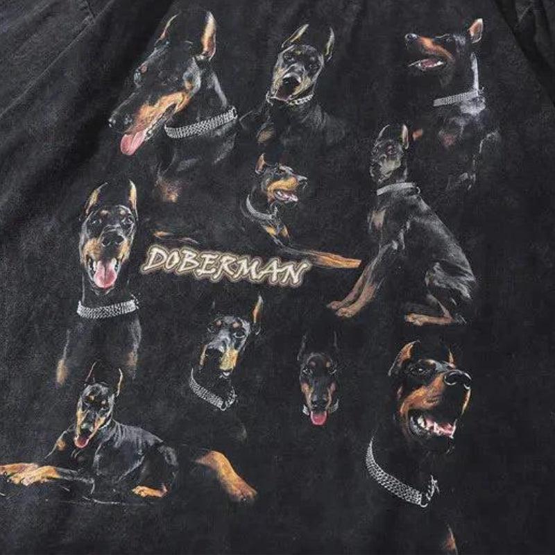 Retro Y2K Grunge Doberman Tee - Perfect 90s Fashion Statement