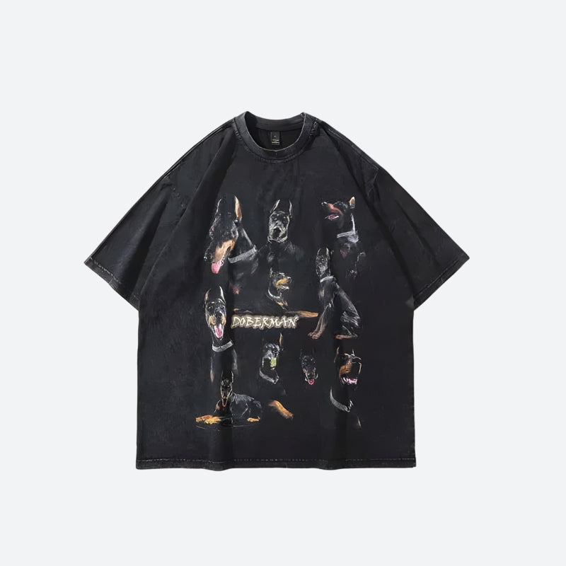 Retro Y2K Grunge Doberman Tee - Perfect 90s Fashion Statement