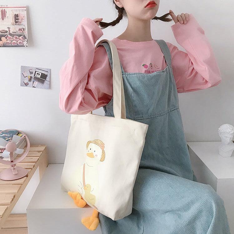 Retro Y2K Weirdcore Duck Cloth Bag - Perfect for 90s and Grunge Outfits
