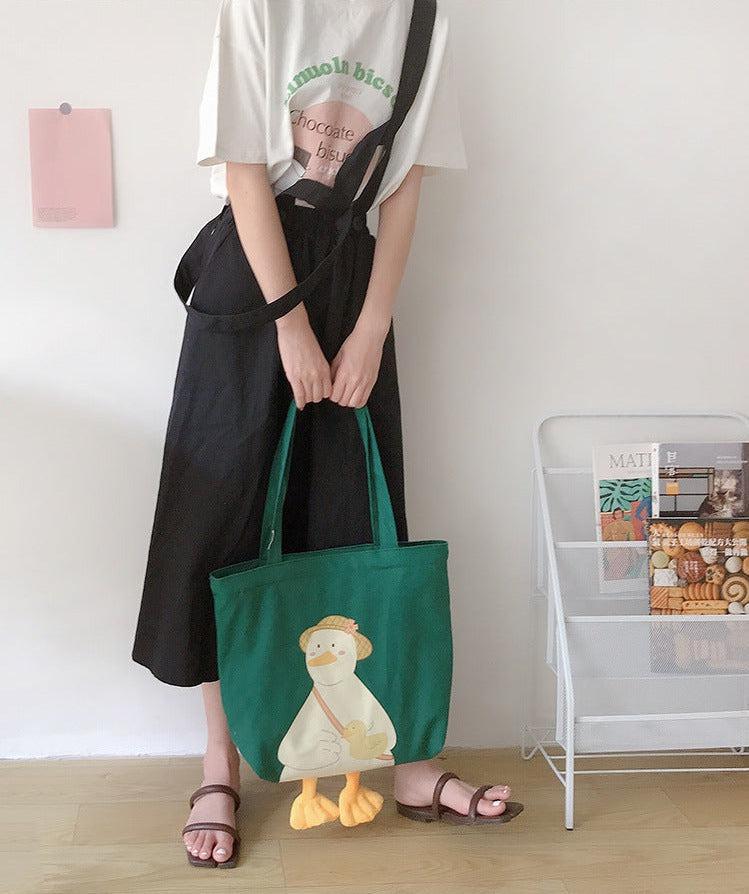 Retro Y2K Weirdcore Duck Cloth Bag - Perfect for 90s and Grunge Outfits