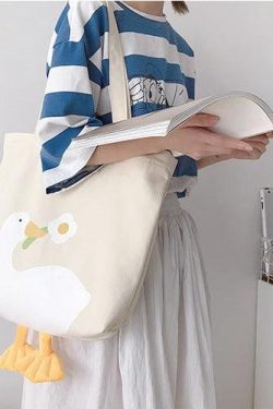 Retro Y2K Weirdcore Duck Cloth Bag - Perfect for 90s and Grunge Outfits