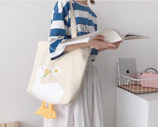 Retro Y2K Weirdcore Duck Cloth Bag - Perfect for 90s and Grunge Outfits