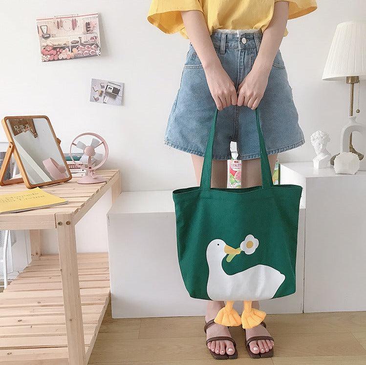 Retro Y2K Weirdcore Duck Cloth Bag - Perfect for 90s and Grunge Outfits