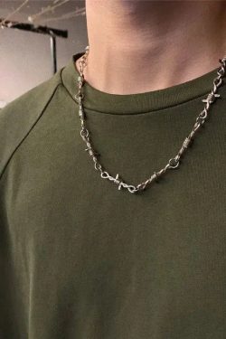 Y2K Barbed Wire Necklace - Retro 90s Grunge Style Accessory for Y2K Outfits