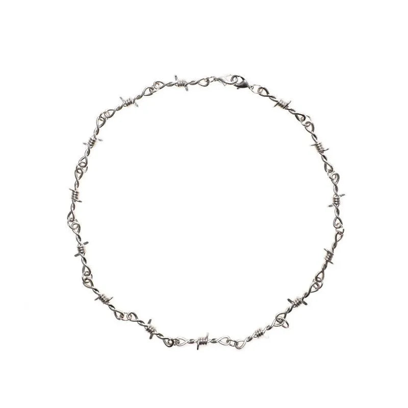 Y2K Barbed Wire Necklace - Retro 90s Grunge Style Accessory for Y2K Outfits