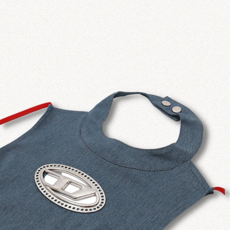 Y2K Cowgirl Denim Halter Corset Top - Retro 90s Fashion Statement