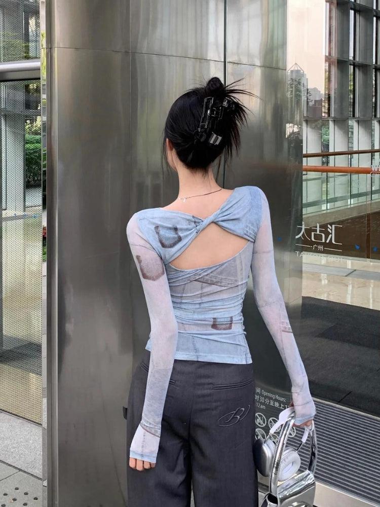 Y2K Cut Out Ruched Top - Retro Style 90s Fashion Douyin Dress