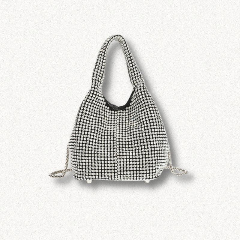 Y2K Disco Cowgirl Silver Rhinestone Handbag - Retro Style Grunge Accessory
