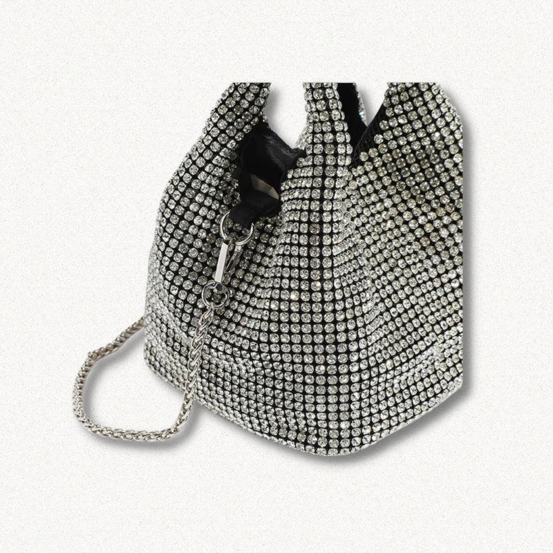 Y2K Disco Cowgirl Silver Rhinestone Handbag - Retro Style Grunge Accessory