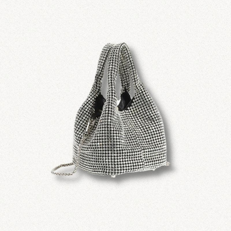 Y2K Disco Cowgirl Silver Rhinestone Handbag - Retro Style Grunge Accessory