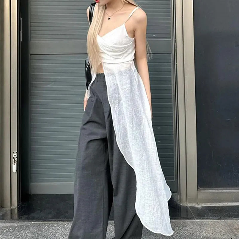 Y2K Fashion Dress-Like Strap Top - Perfect for Retro and 90s Summer Outfits
