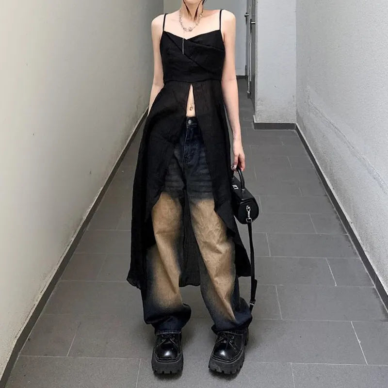 Y2K Fashion Dress-Like Strap Top - Perfect for Retro and 90s Summer Outfits