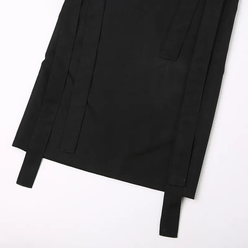 Y2K Gothic Lace Up Flare Pants - Retro 90s Grunge Style