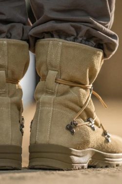 Y2K Grunge Army Style Lace Up Hiking Boots - Retro 90s Fashion Footwear