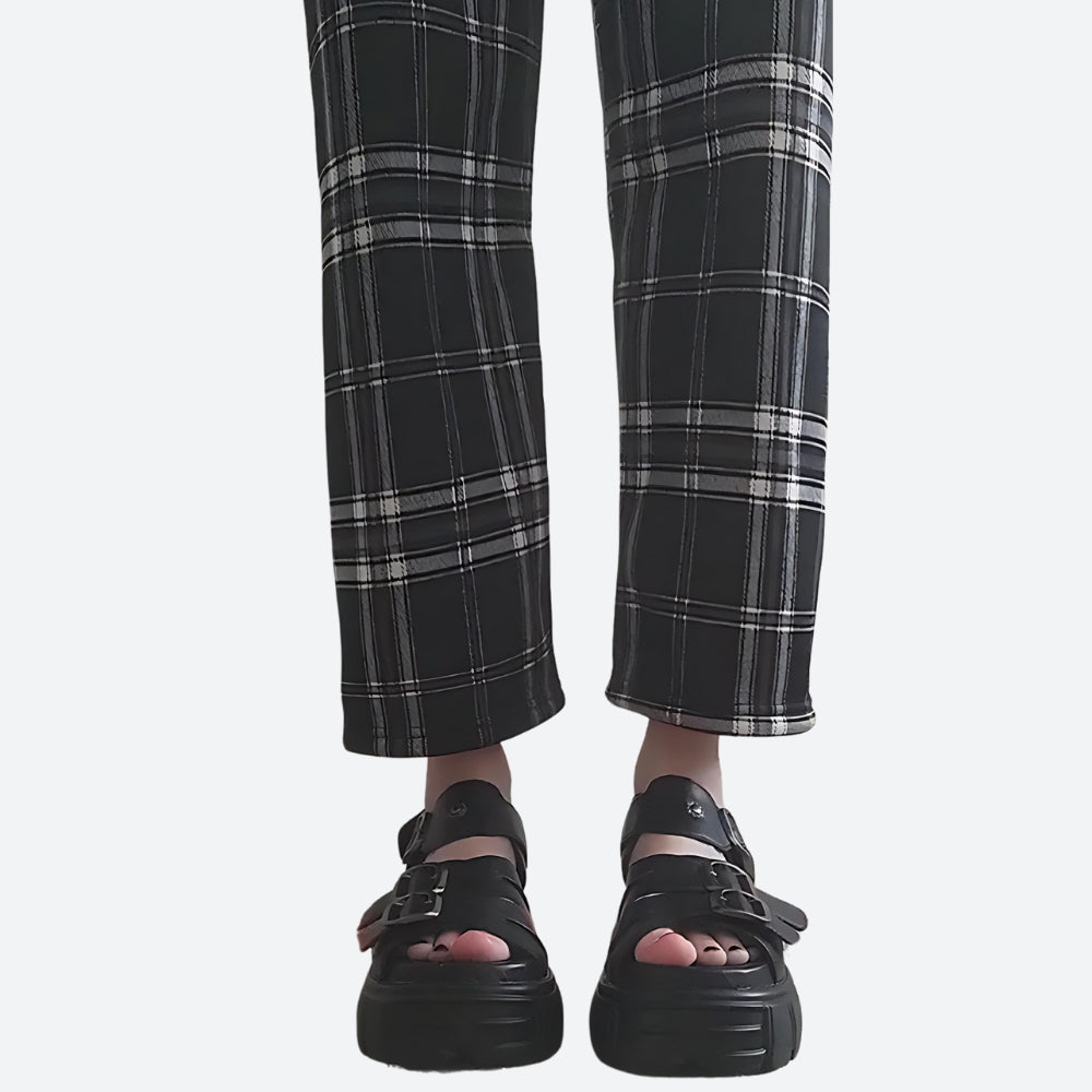 Y2K Grunge Belted Platform Sandals - Retro 90s Fashion Y2K Shoes