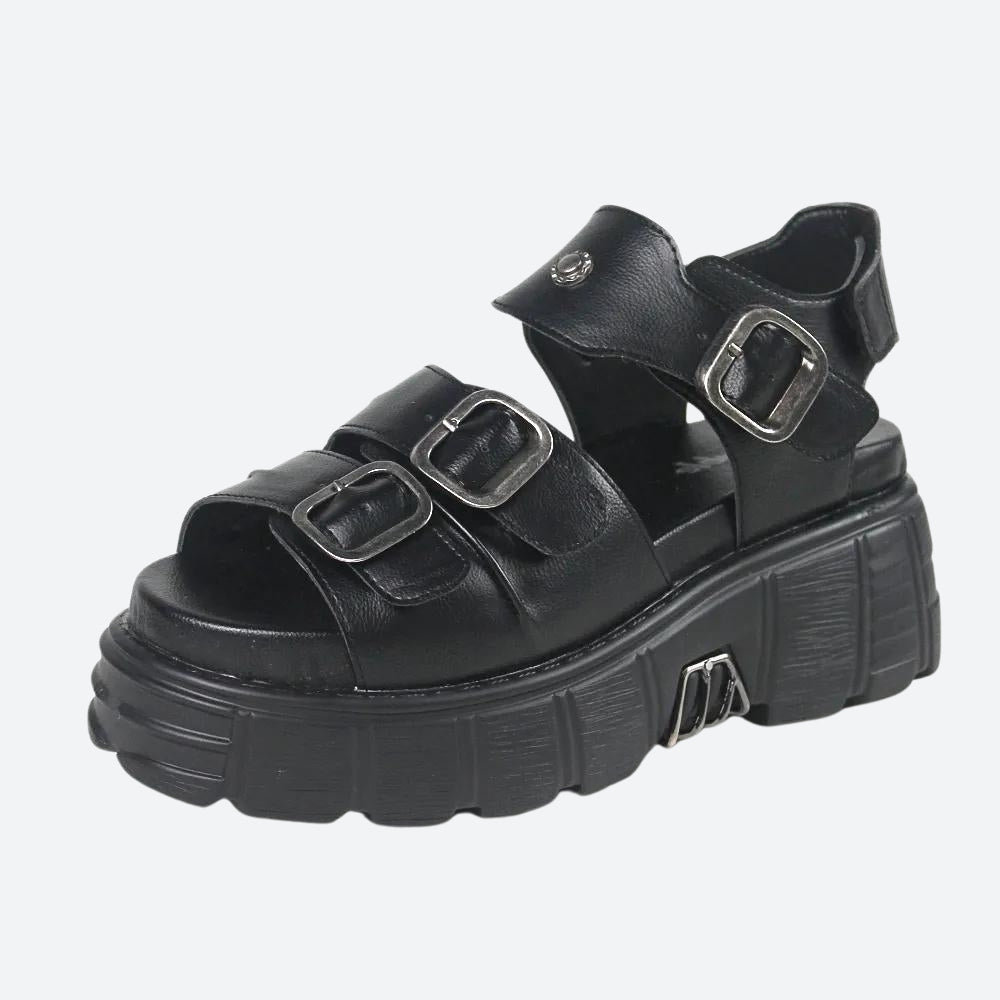 Y2K Grunge Belted Platform Sandals - Retro 90s Fashion Y2K Shoes