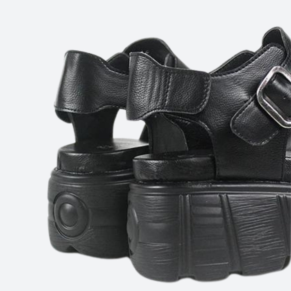Y2K Grunge Belted Platform Sandals - Retro 90s Fashion Y2K Shoes