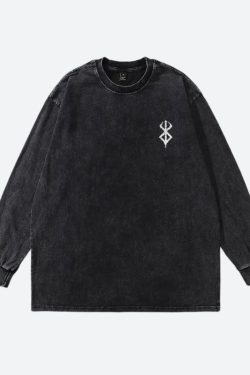 Y2K Grunge Berserk Printed Distressed Unisex Sweatshirt - Retro 90s Fashion Style