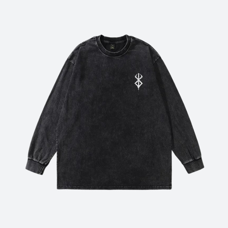 Y2K Grunge Berserk Printed Distressed Unisex Sweatshirt - Retro 90s Fashion Style