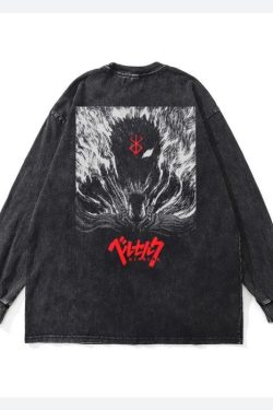 Y2K Grunge Berserk Printed Distressed Unisex Sweatshirt - Retro 90s Fashion Style