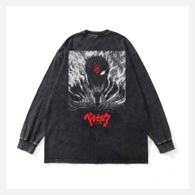 Y2K Grunge Berserk Printed Distressed Unisex Sweatshirt - Retro 90s Fashion Style