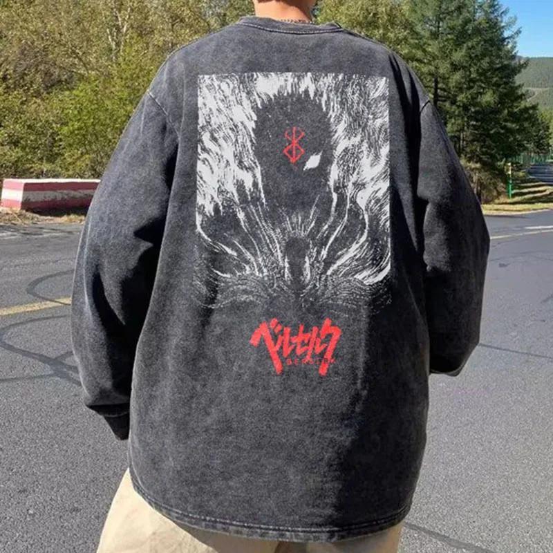 Y2K Grunge Berserk Printed Distressed Unisex Sweatshirt - Retro 90s Fashion Style