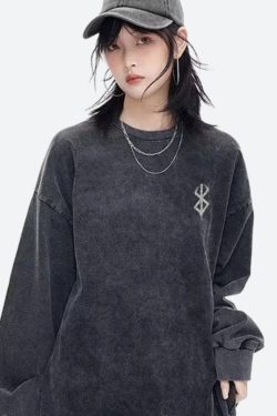 Y2K Grunge Berserk Printed Distressed Unisex Sweatshirt - Retro 90s Fashion Style