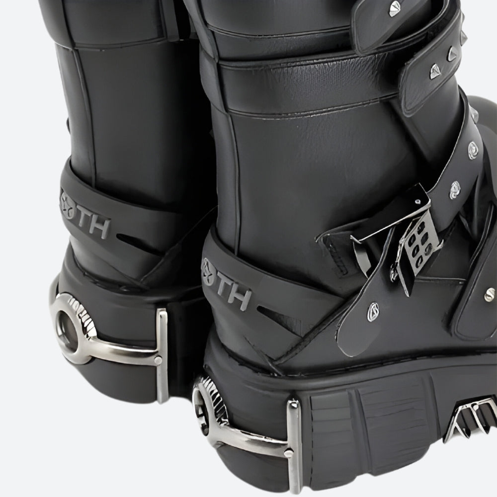 Y2K Grunge Chunky Platform Boots with Velcro Straps - Retro 90s Style