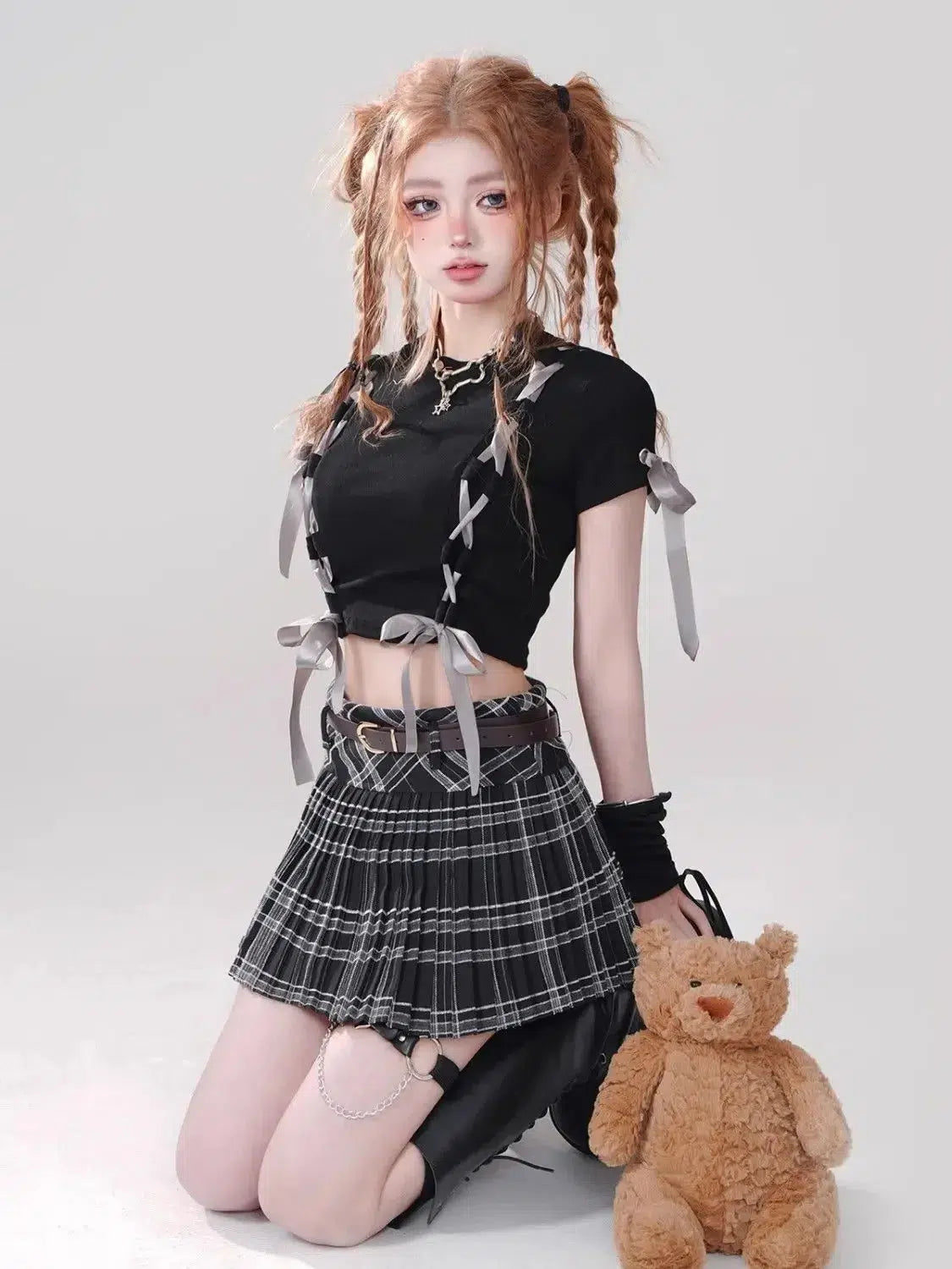 Y2K Grunge Coquette Lace Up Crop Top - Retro 90s Fashion Statement