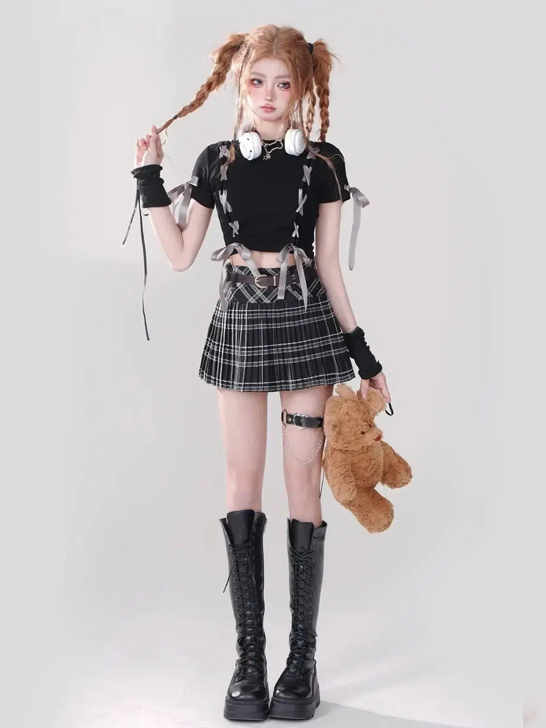 Y2K Grunge Coquette Lace Up Crop Top - Retro 90s Fashion Statement