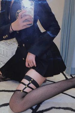 Y2K Grunge Fishnet Thigh High Socks - Retro 90s Style for Edgy Outfits