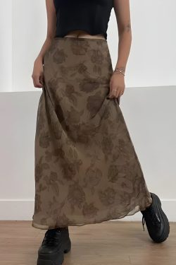 Y2K Grunge Floral Maxi Skirt - Retro 90s Fashion Statement