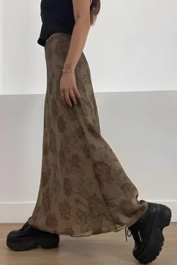 Y2K Grunge Floral Maxi Skirt - Retro 90s Fashion Statement