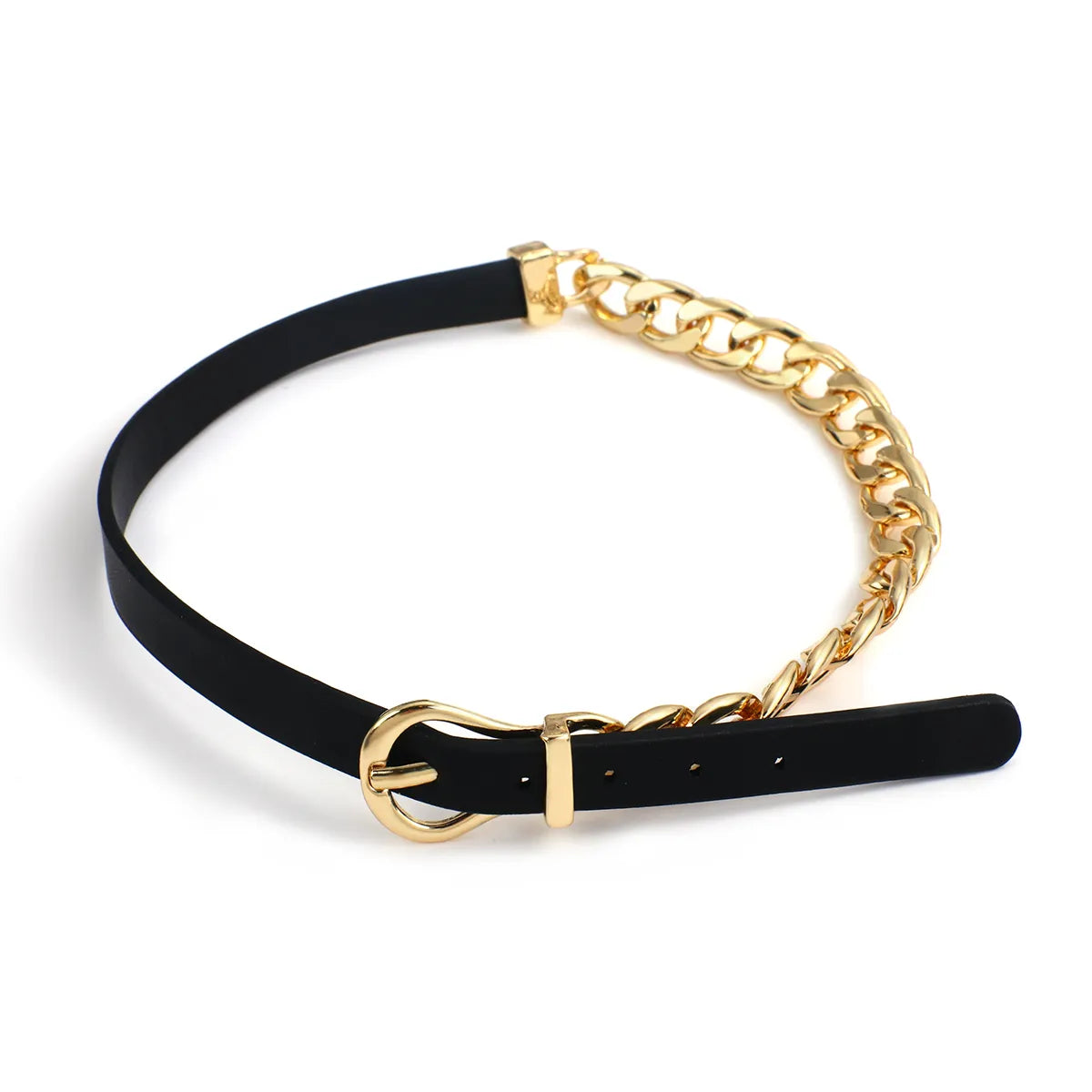 Y2K Grunge Half Belted Chain Necklace - Retro 90s Fashion Statement Accessory