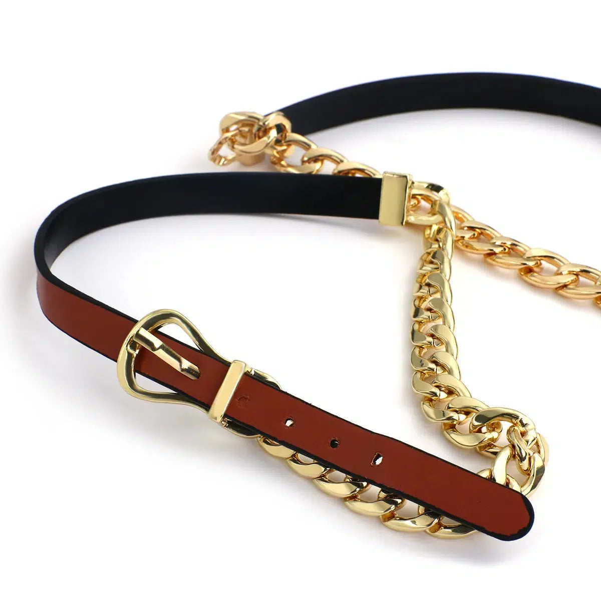 Y2K Grunge Half Belted Chain Necklace - Retro 90s Fashion Statement Accessory