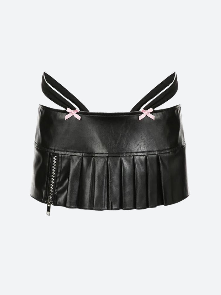 Y2K Grunge Pleated Zipper Slit Micro Mini Skirt - Retro 90s Fashion Outfit