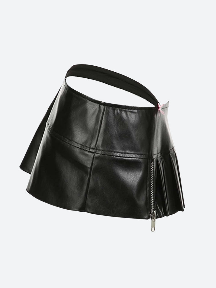Y2K Grunge Pleated Zipper Slit Micro Mini Skirt - Retro 90s Fashion Outfit