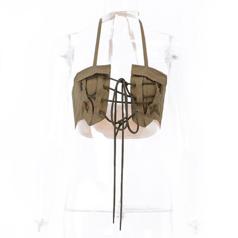 Y2K Lace Up Halter Top - Retro Style Summer Fashion