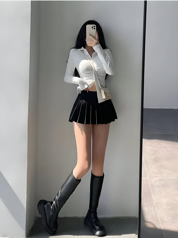 Y2K Pleated Tennis Mini Skirt - Retro 90s Fashion Grunge Outfit