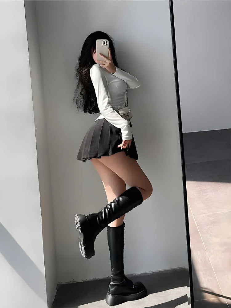 Y2K Pleated Tennis Mini Skirt - Retro 90s Fashion Grunge Outfit