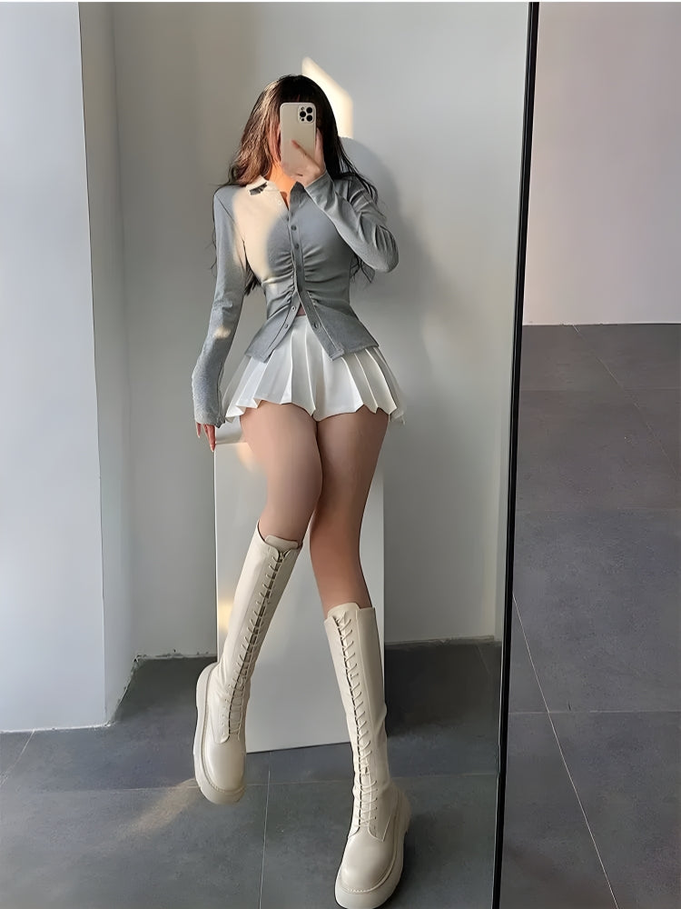 Y2K Pleated Tennis Mini Skirt - Retro 90s Fashion Grunge Outfit