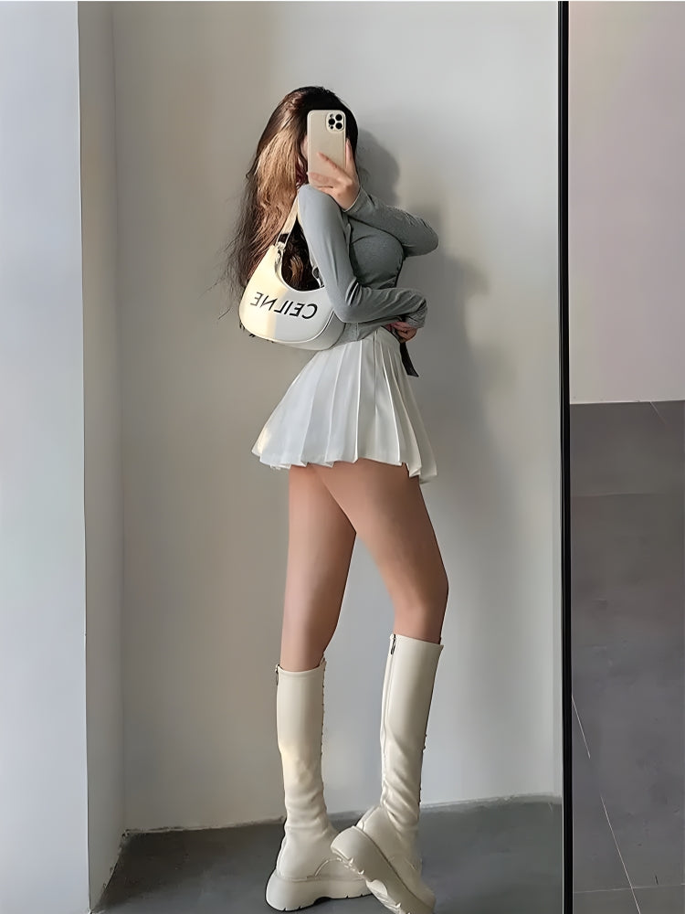 Y2K Pleated Tennis Mini Skirt - Retro 90s Fashion Grunge Outfit