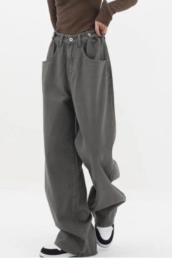 Y2K Retro Adjustable Waist Baggy Denim Jeans - Perfect for 90s and Grunge Outfits