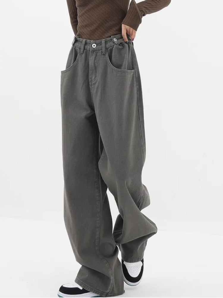 Y2K Retro Adjustable Waist Baggy Denim Jeans - Perfect for 90s and Grunge Outfits