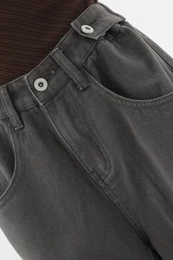 Y2K Retro Adjustable Waist Baggy Denim Jeans - Perfect for 90s and Grunge Outfits